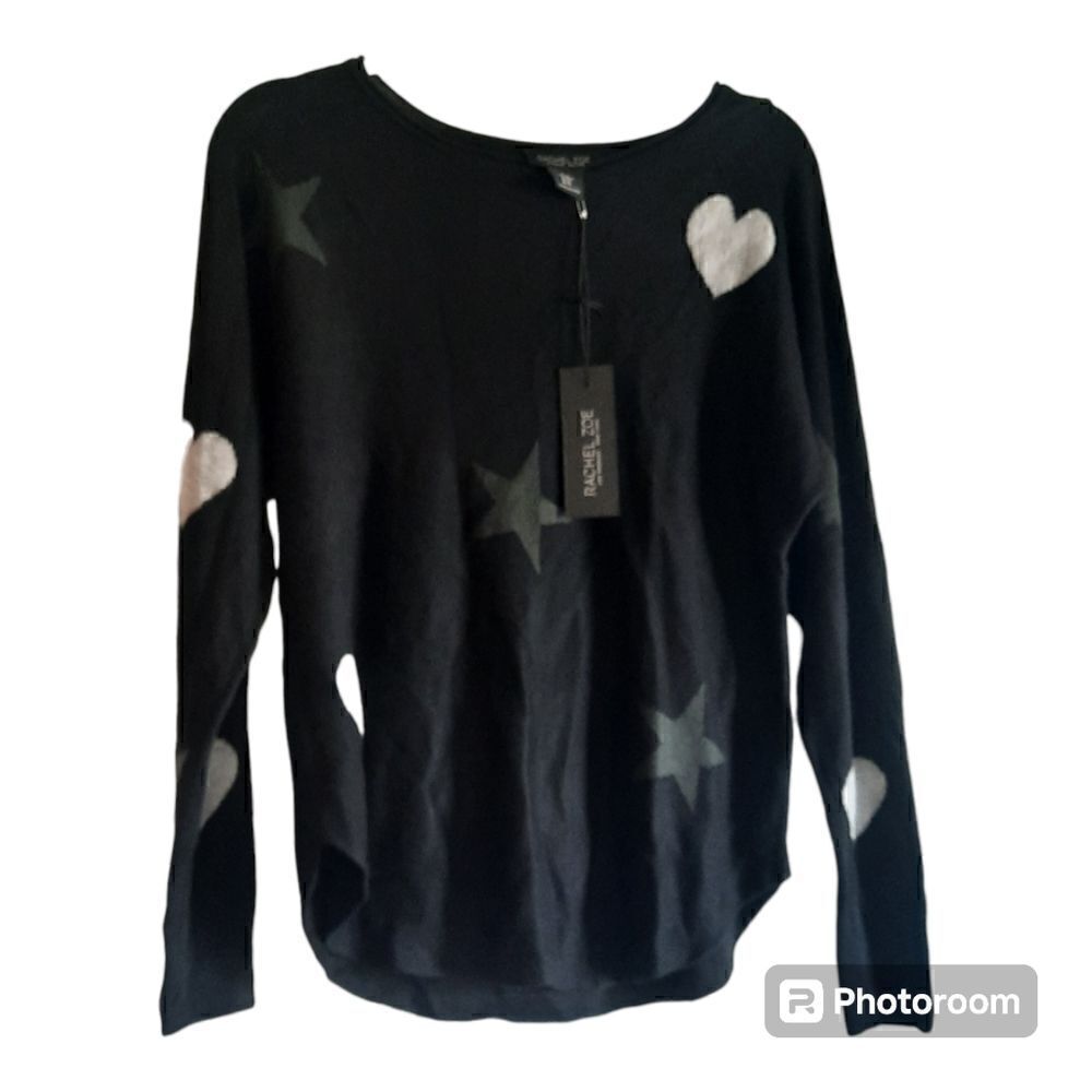 Rachel Zoe Heart And Star Print Pull On Sweater